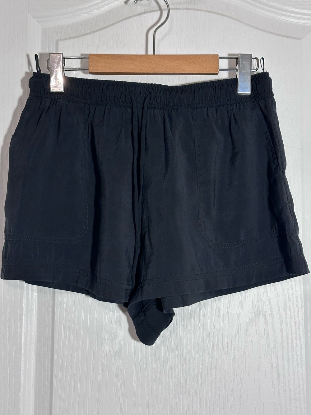 Zara Black High-Waist Elastic Drawstring Shorts